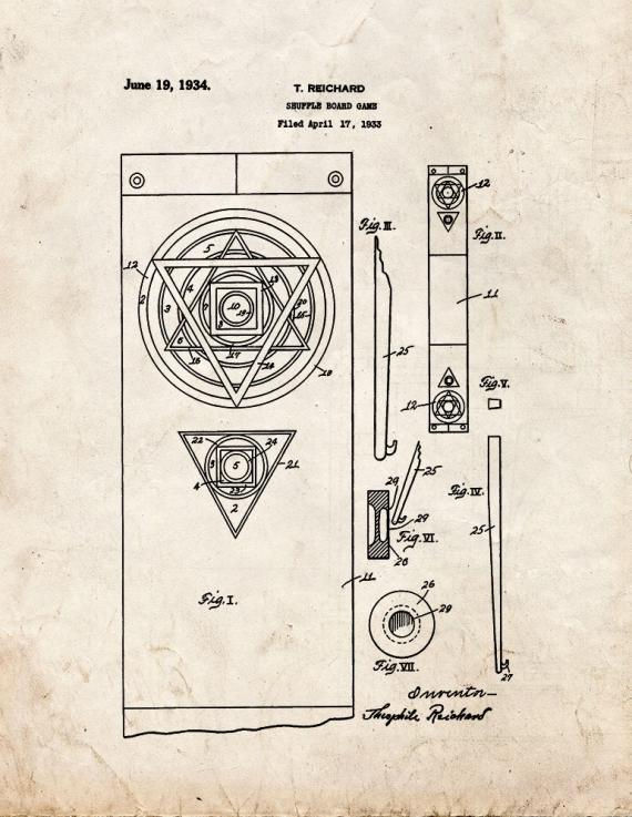 Shuffleboard Game Patent Print