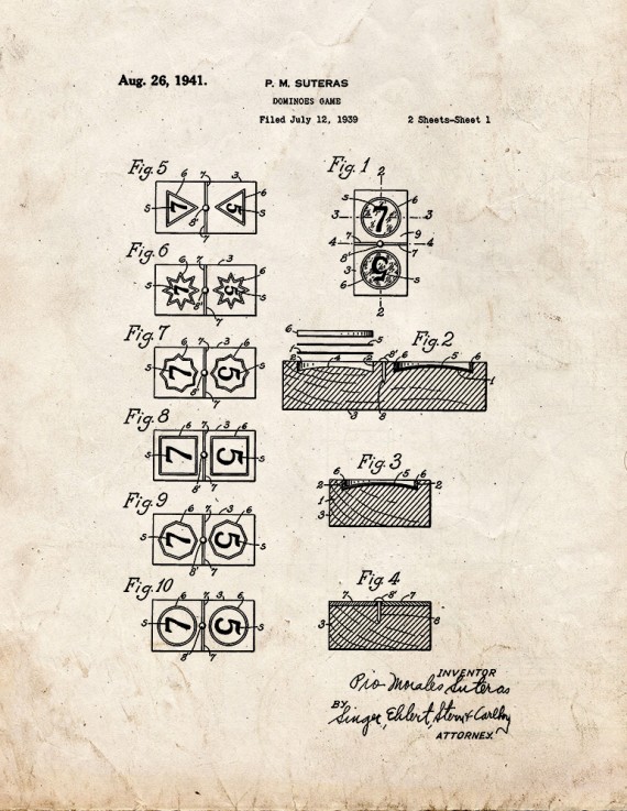 Dominoes Game Patent Print