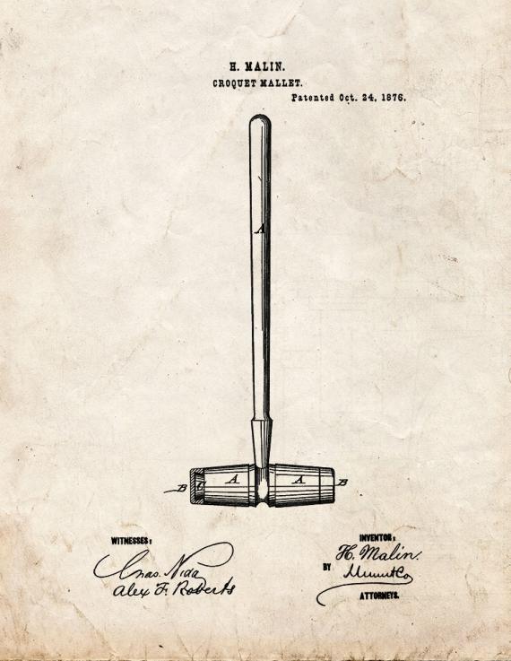 Croquet Mallet Patent Print