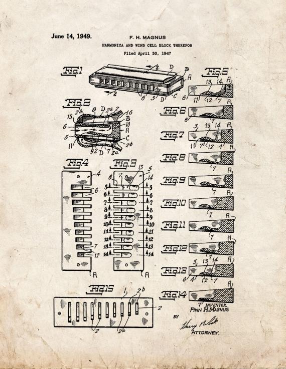 Harmonica Patent Print