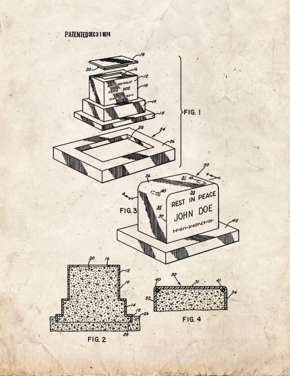 Tombstone Patent Print