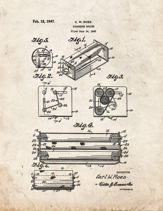 Cigarette Roller Patent Print
