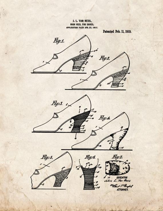High Heel Shoe Patent Print