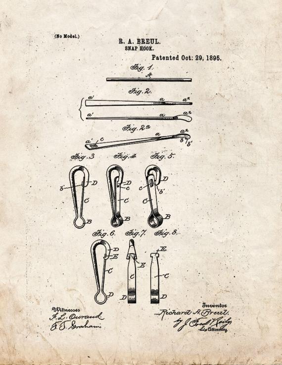 Snap Hook Patent Print