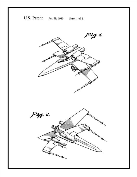Star Wars X-Wing Fighter Patent Print