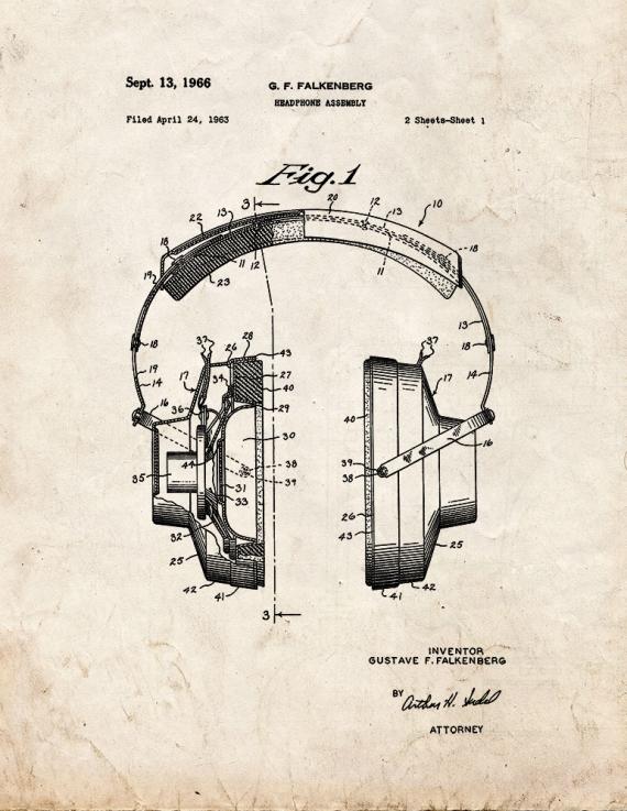 Headphones Patent Print