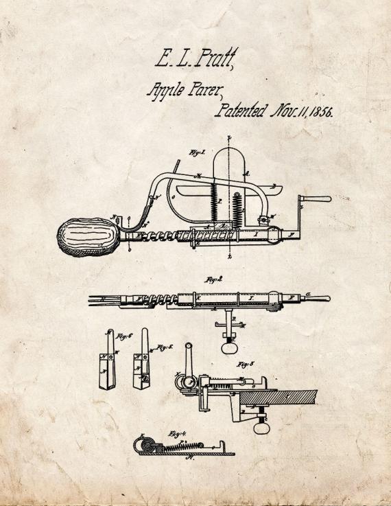Apple Parer Patent Print
