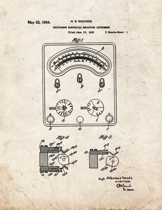 Multirange Electrical Measuring Instrument Patent Print