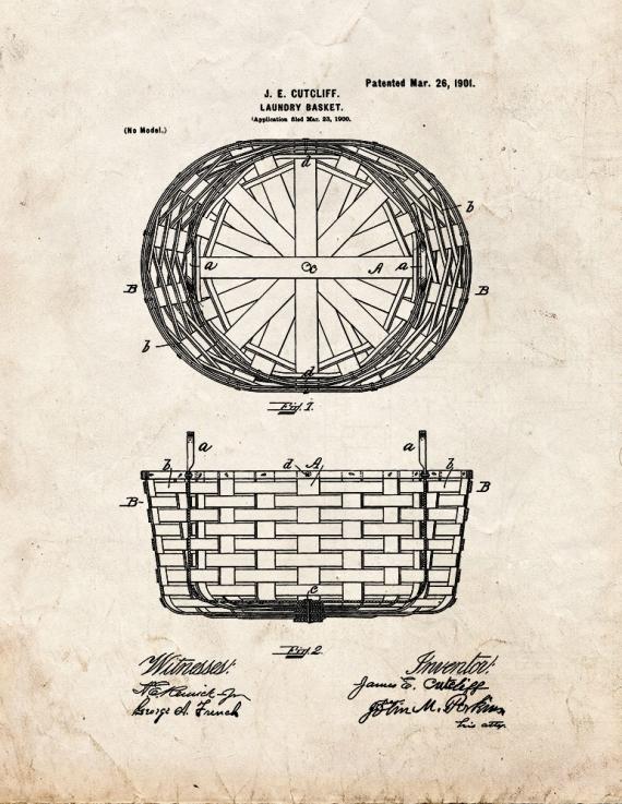 Laundry Basket Patent Print