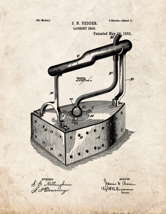 Laundry Iron Patent Print