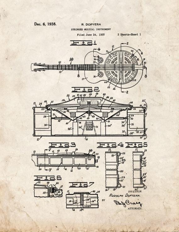 Stringed Musical Instrument Patent Print