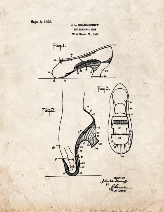 Toe-dancer's Shoe Patent Print