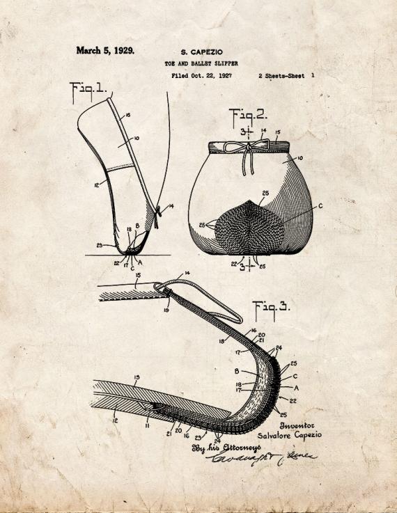 Toe and Ballet Slipper Patent Print
