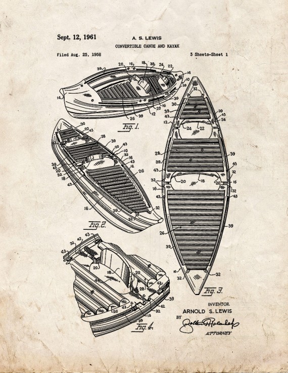 Convertible Canoe and Kayak Patent Print
