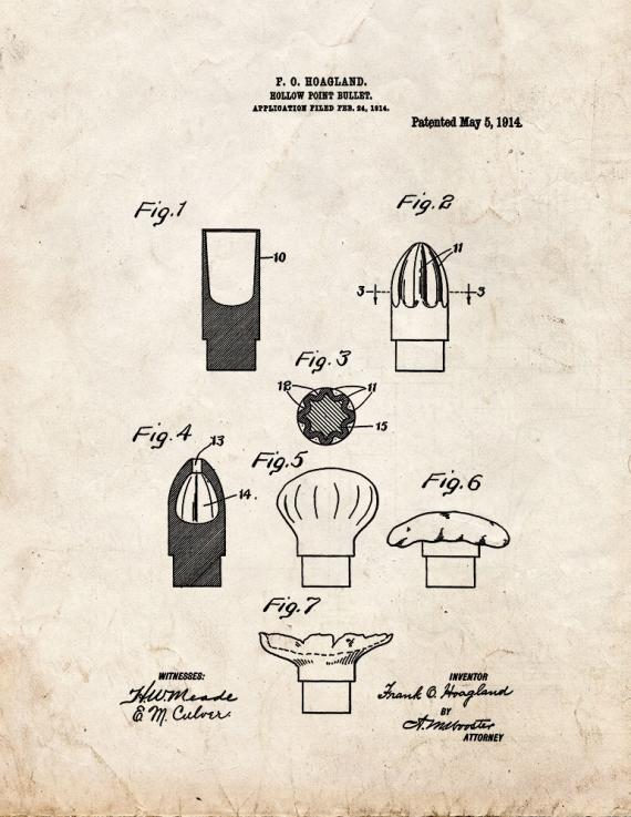 Hollow-point Bullet Patent Print