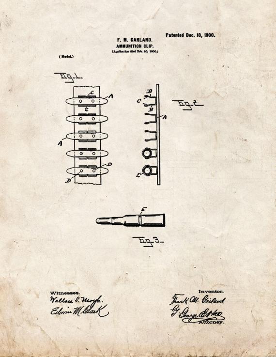 Ammunition Clip Patent Print