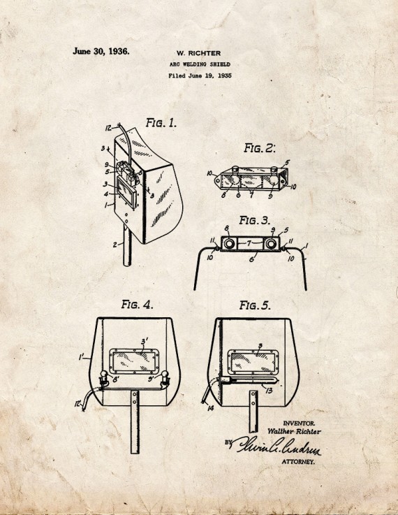 Arc Welding Shield Patent Print
