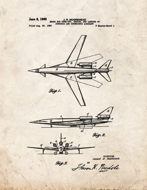 Means for Take-off, Cruise, and Landing Of Subsonic and Supersonic Aircraft Patent Print