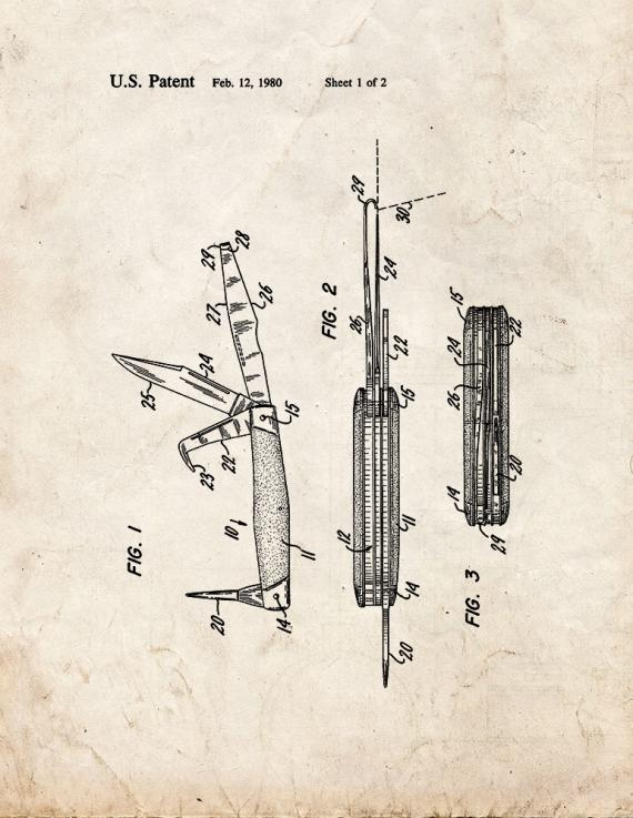 Horseman's Pocket Knife Patent Print