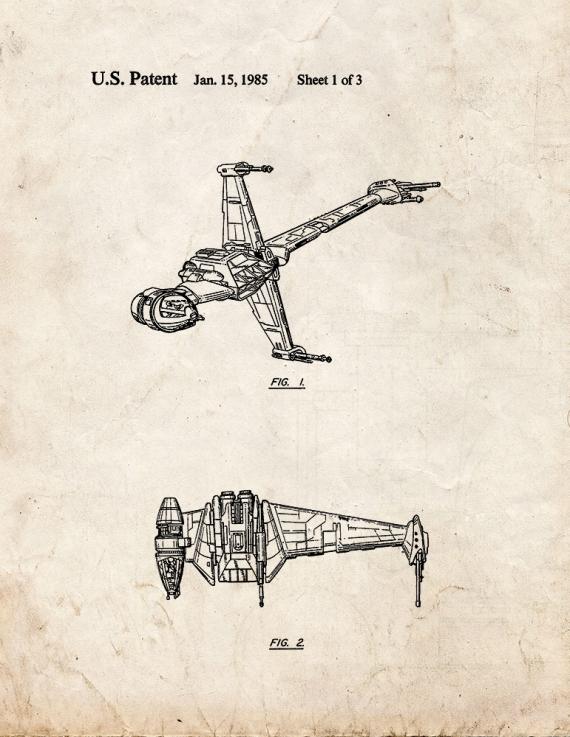 Star Wars B-Wing Patent Print
