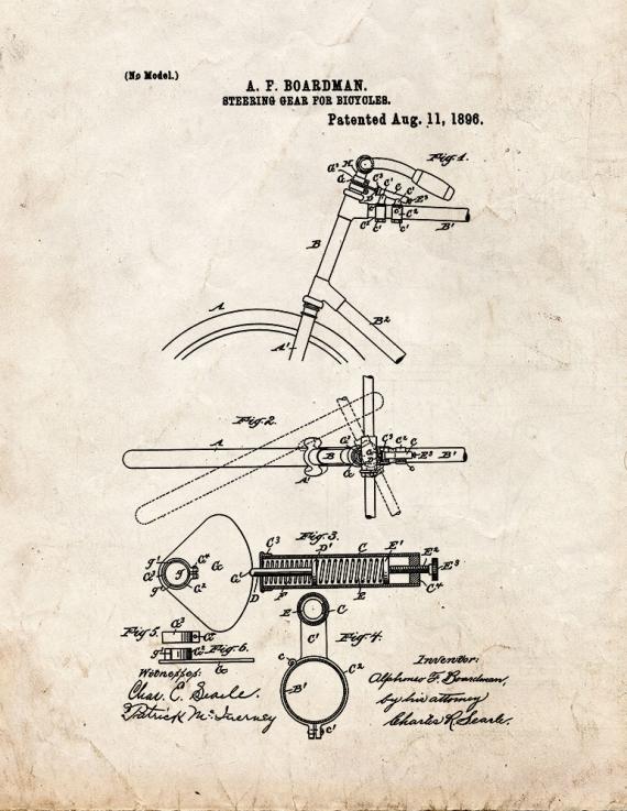 Steering Gear For Bicycles Patent Print