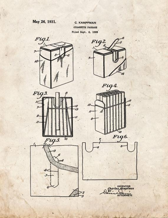Cigarette Package Patent Print