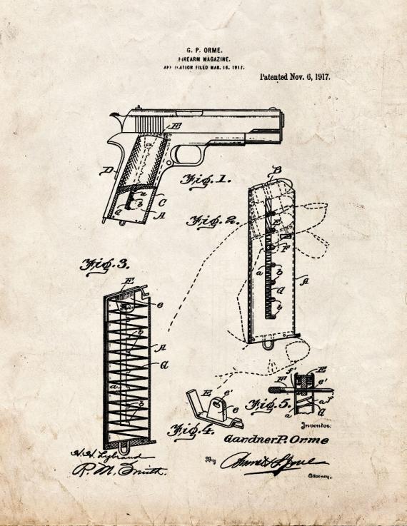 Firearm Magazine Patent Print