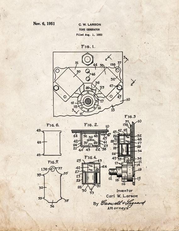 Tone Generator Patent Print