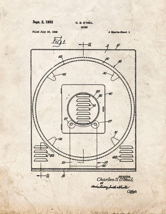 Clothes Drier Patent Print