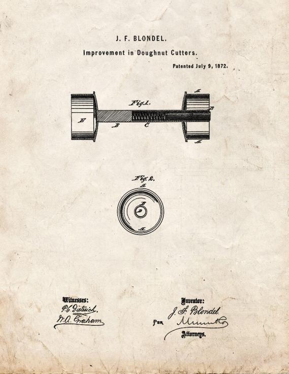 Doughnut Cutters Patent Print