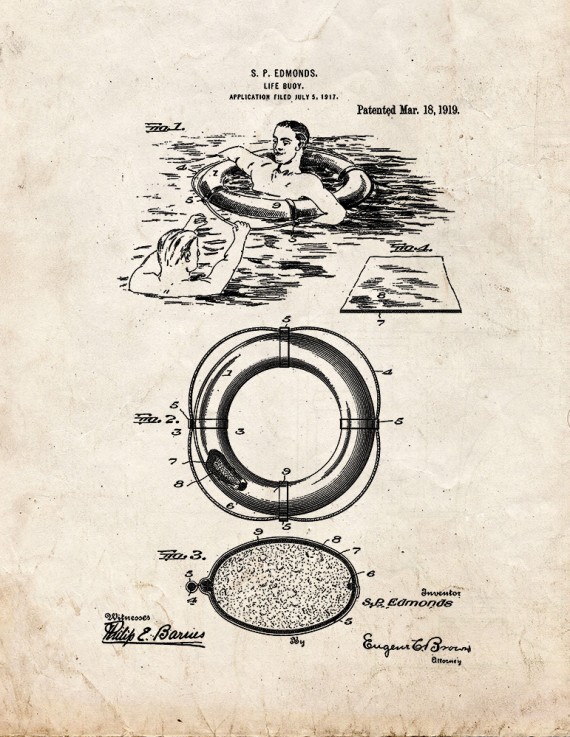 Life-buoy Patent Print