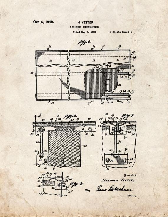 Ice Rink Construction Patent Print