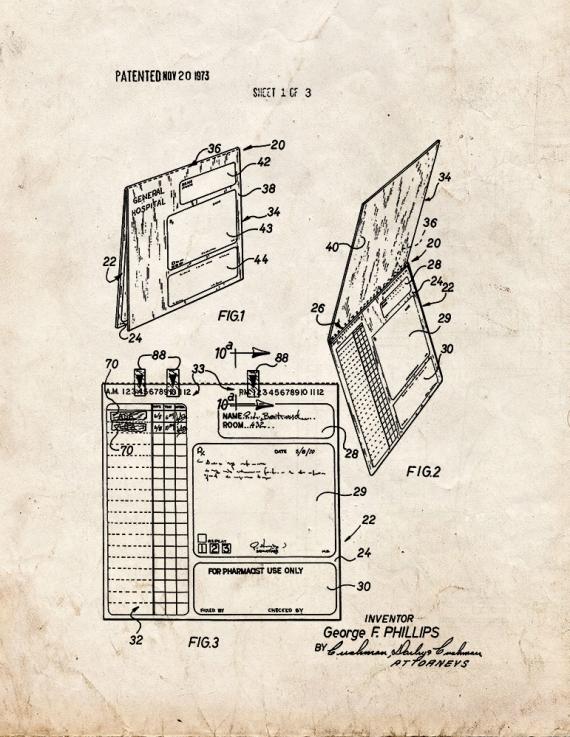 Hospital RX Script Pad Patent Print