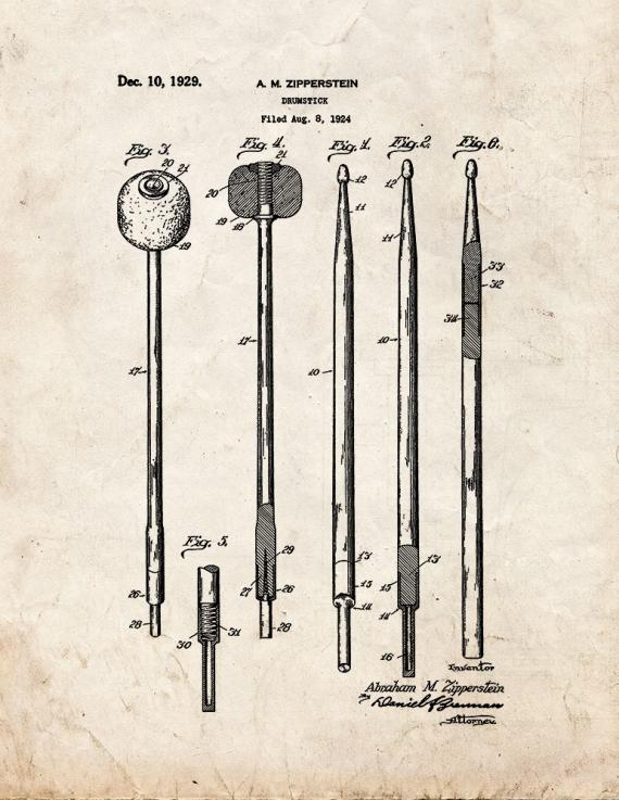 Drumstick Patent Print