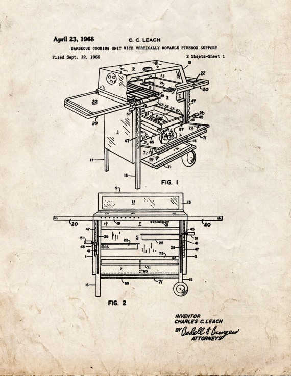 Barbecue Cooking Unit Patent Print