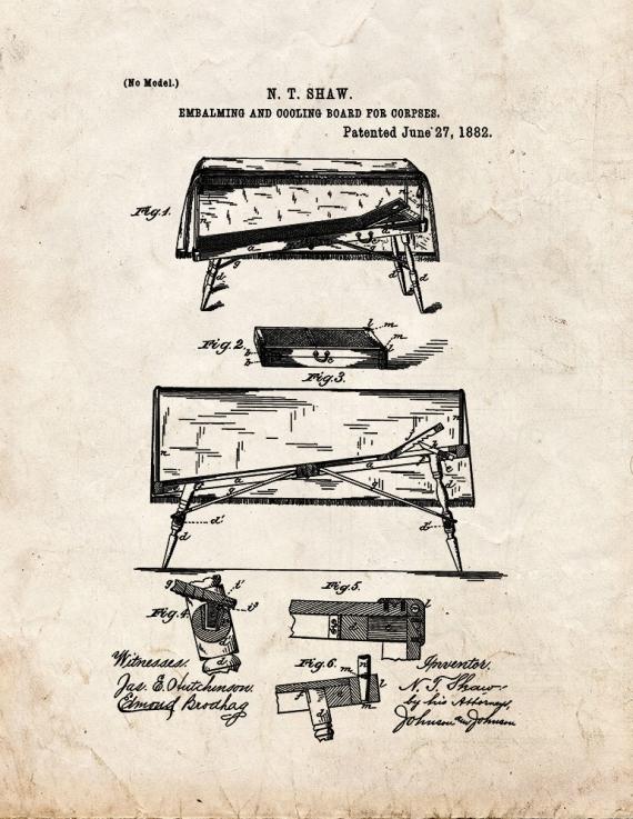 Embalming And Cooling Board For Corpses Patent Print