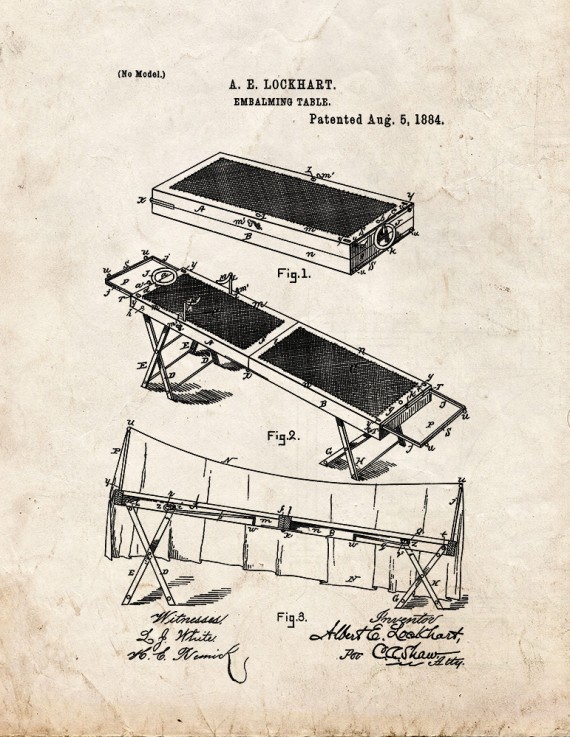 Embalming Table Patent Print