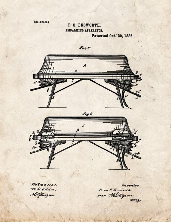 Embalming Apparatus Patent Print