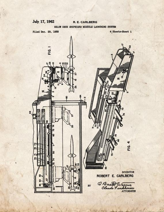 Below Deck Shipboard Missile Launching System Patent Print