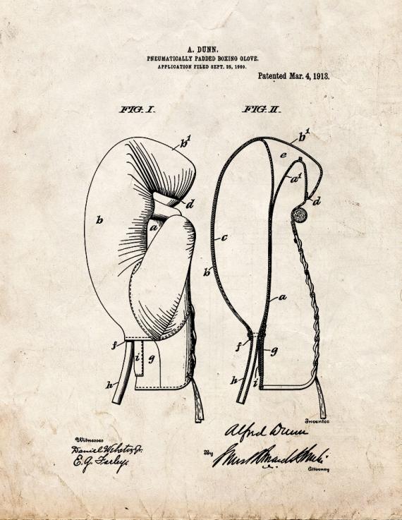 Pneumatically-padded Boxing Glove Patent Print