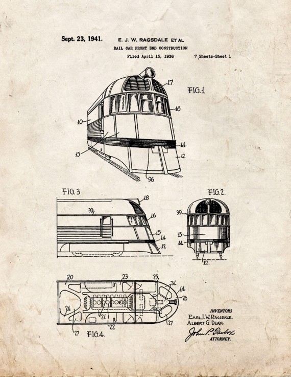 Rail Car Front End Construction Patent Print