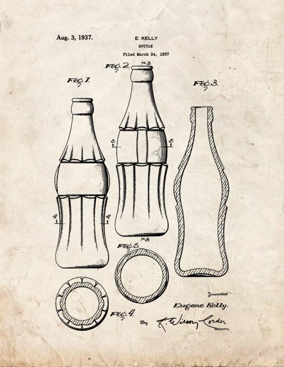 Coca-Cola Coke Bottle Design Patent Print