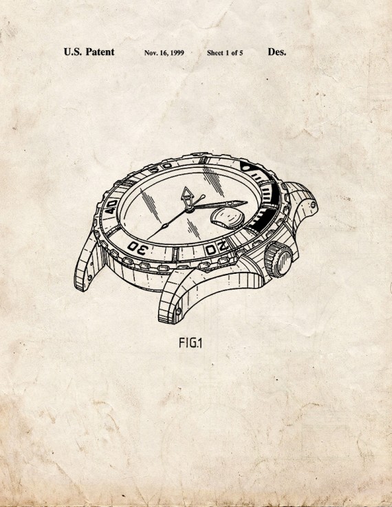 Rolex Diving Watch Patent Print
