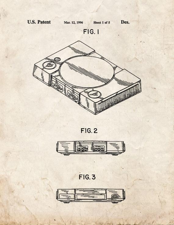 Playstation Game Console Patent Print