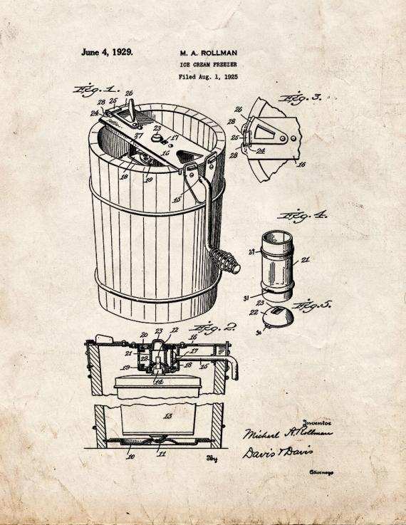 Ice Cream Freezer Patent Print