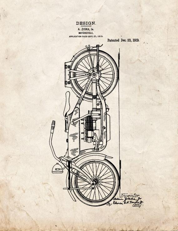 Motorcycle Patent Print