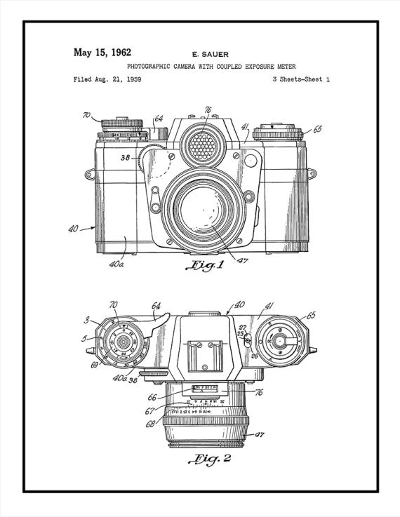Photographic Camera With Coupled Exposure Meter Patent Print