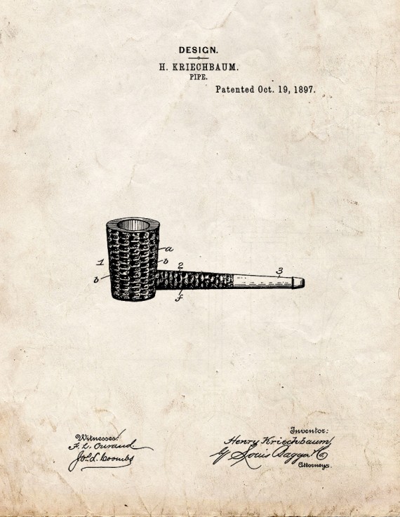 Smoking Pipe Patent Print