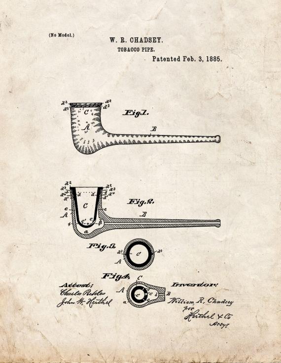 Tobacco Pipe Patent Print