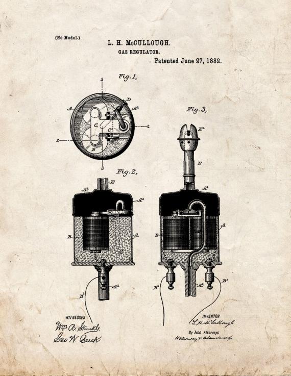 Gas Regulator Patent Print